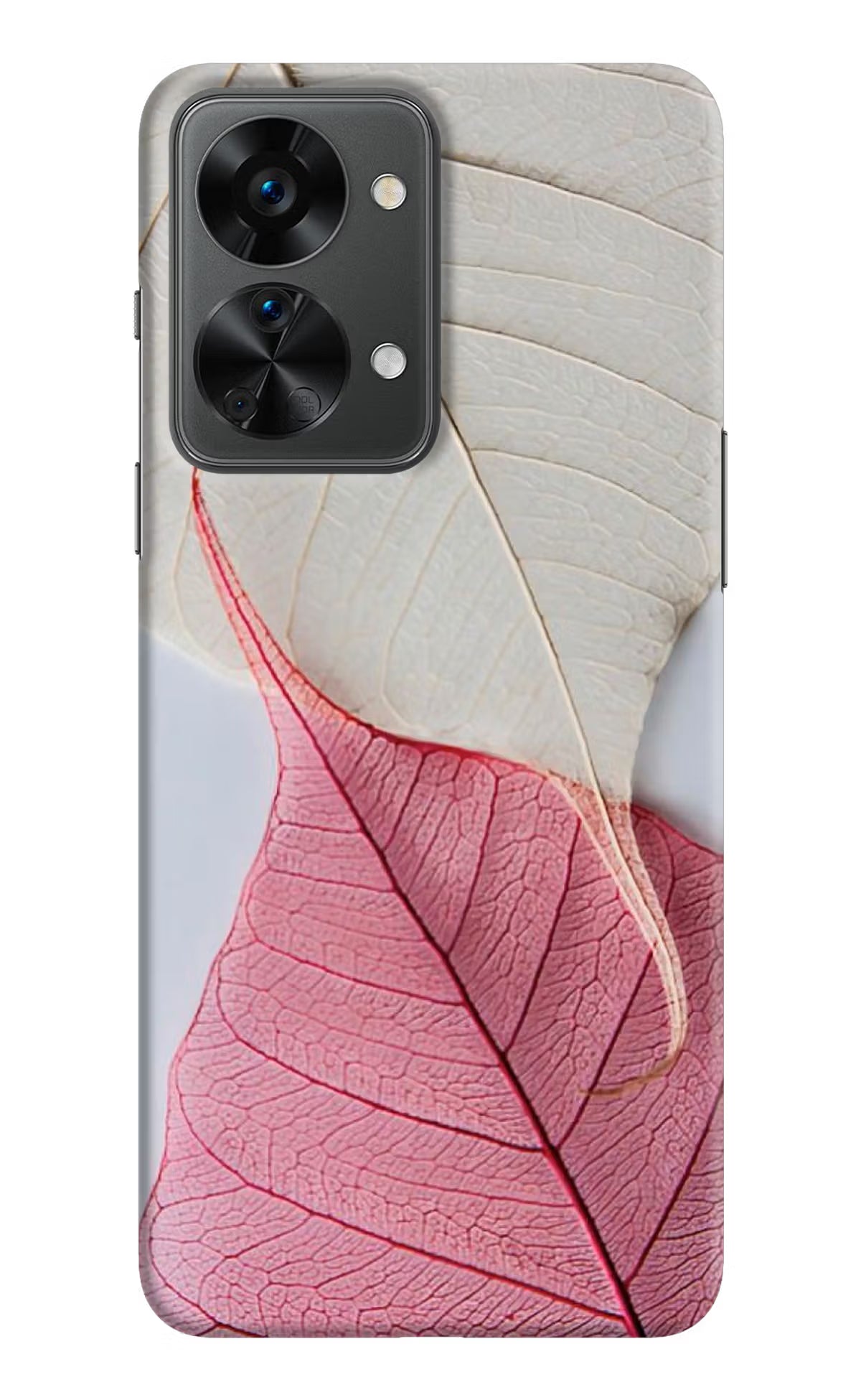 White Pink Leaf Case for OnePlus Nord 2T 5G by Casekaro