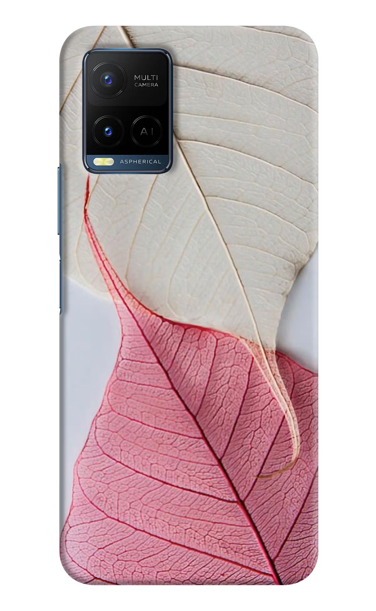 White Pink Leaf Case for Vivo Y33T by Casekaro
