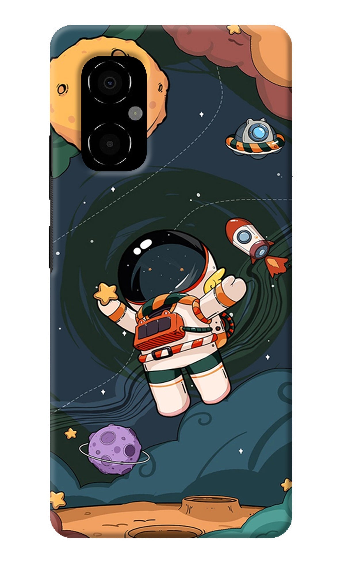 Cartoon Astronaut Poco M4 5G Back Cover