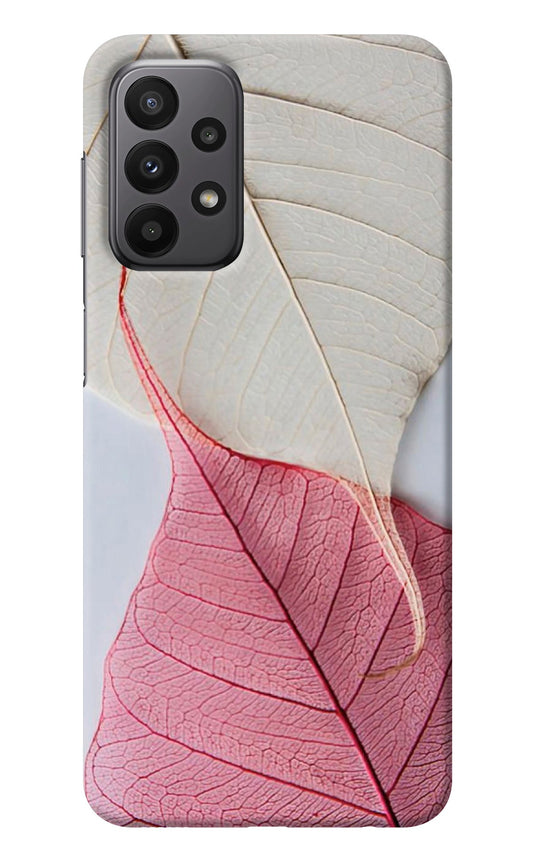 White Pink Leaf Samsung A23 Back Cover