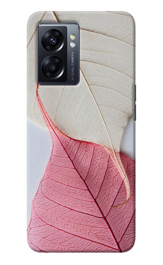 White Pink Leaf Case for Oppo K10 5G