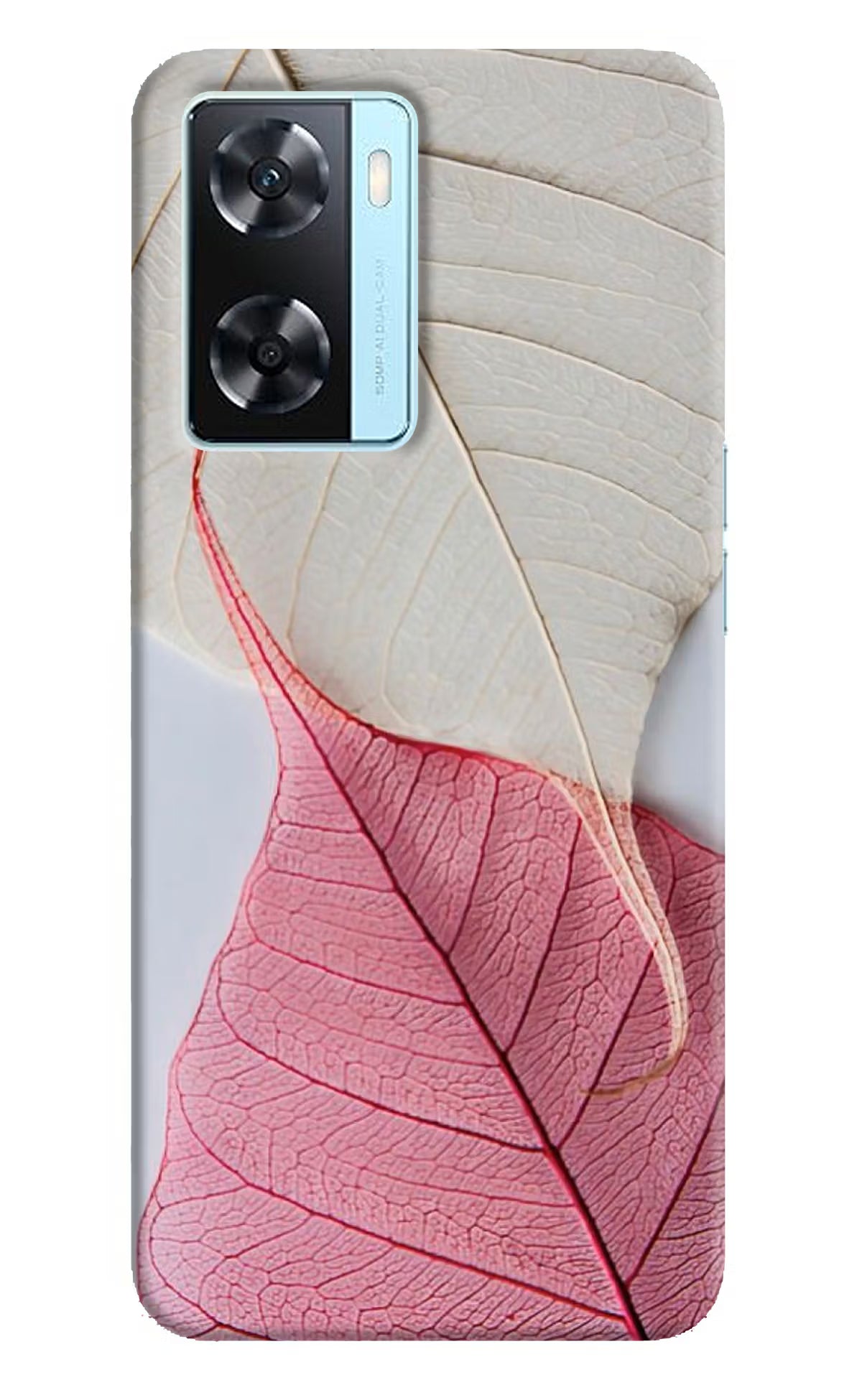 White Pink Leaf Case for Oppo A77 2022