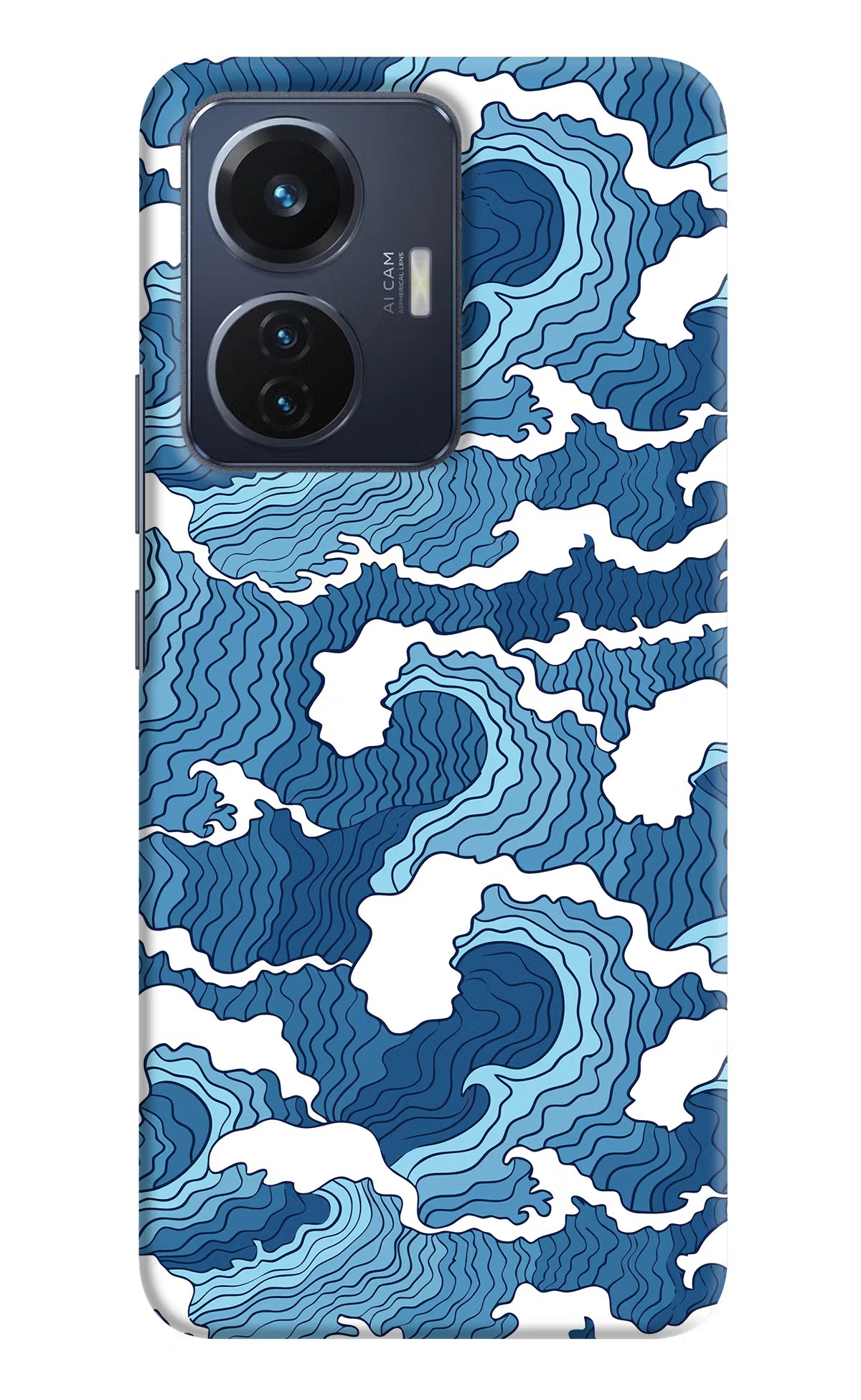 Blue Waves Case for Vivo T1 44W by Casekaro