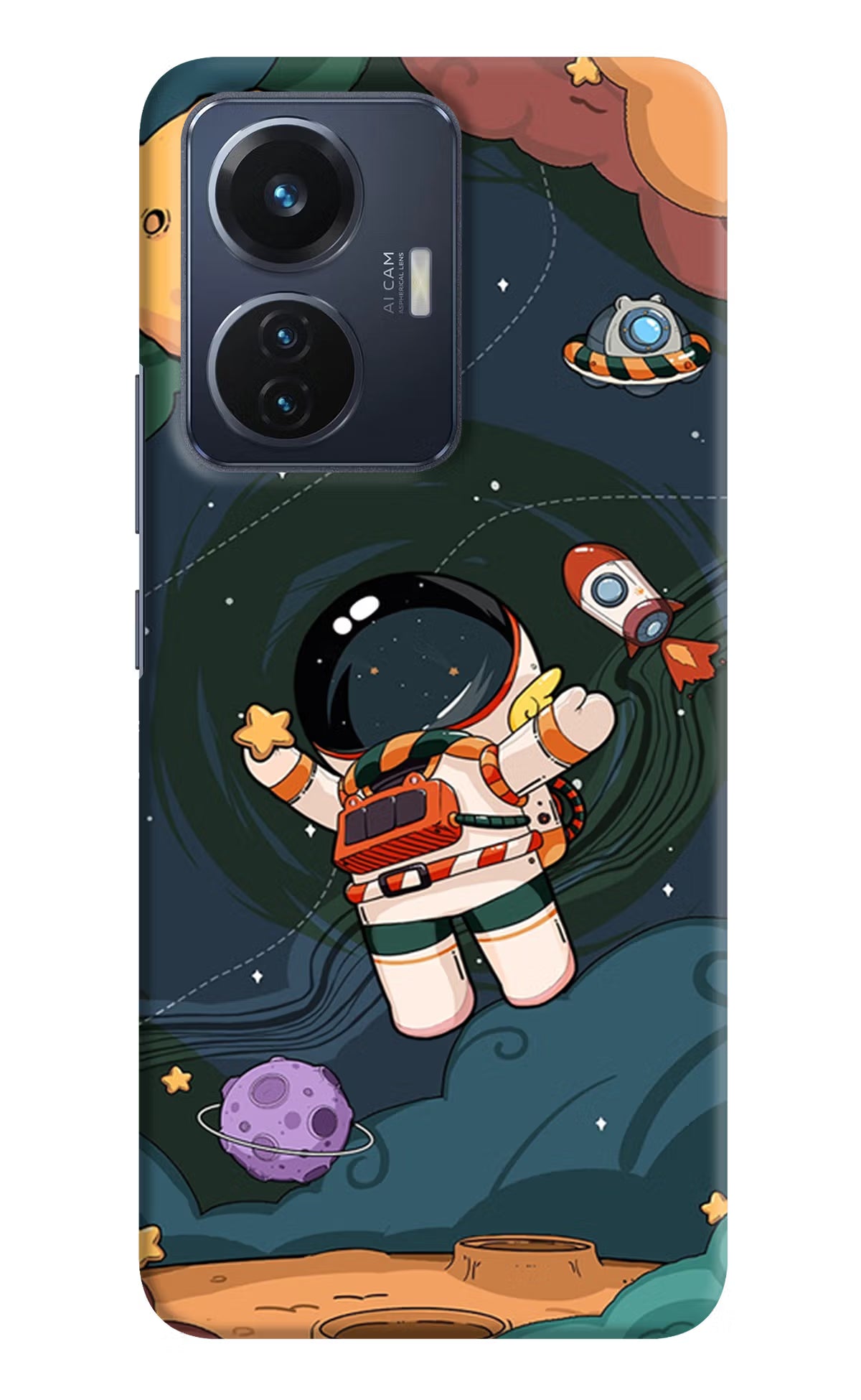 Cartoon Astronaut Case for Vivo T1 44W by Casekaro