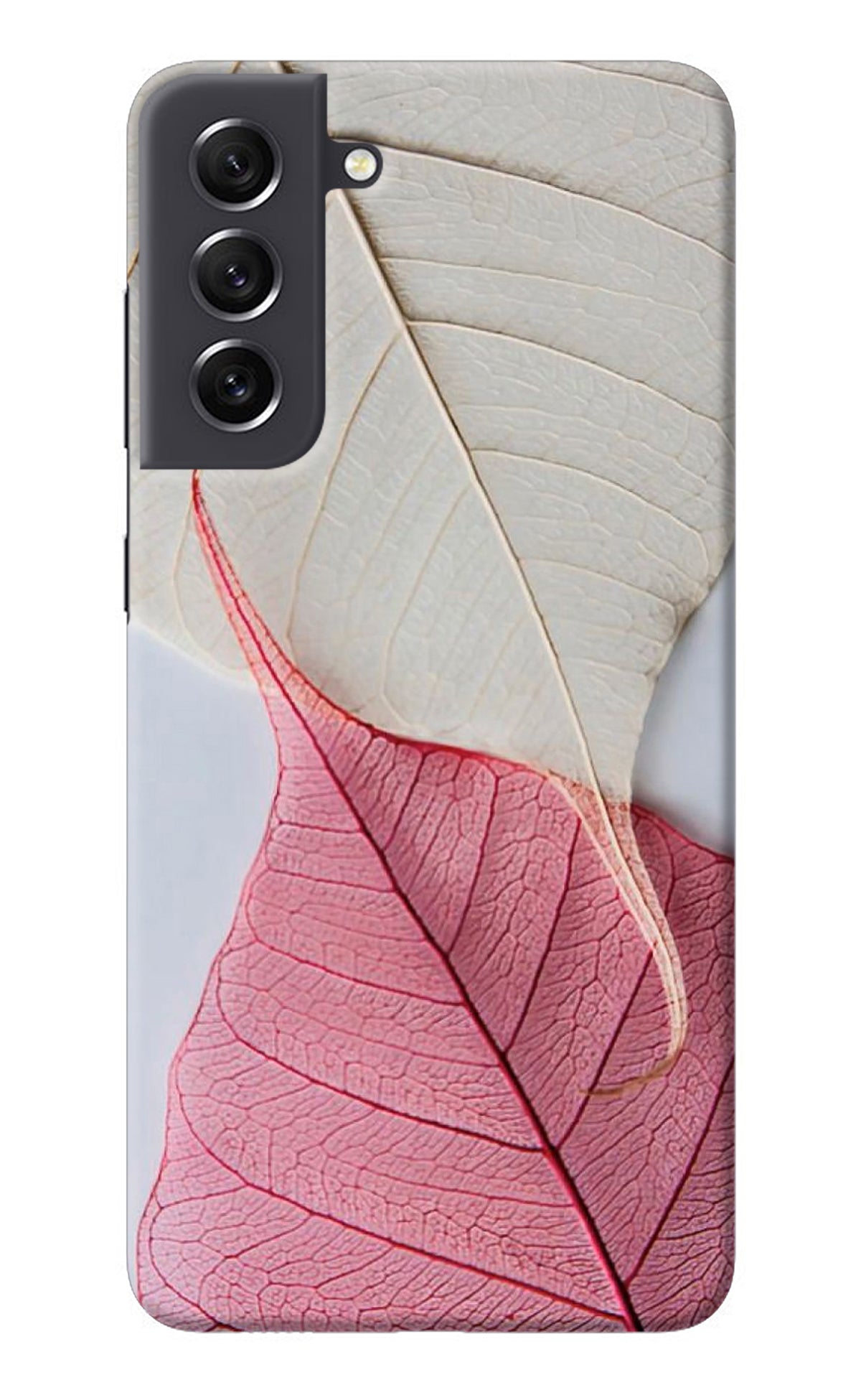 White Pink Leaf Samsung S21 FE 5G Back Cover