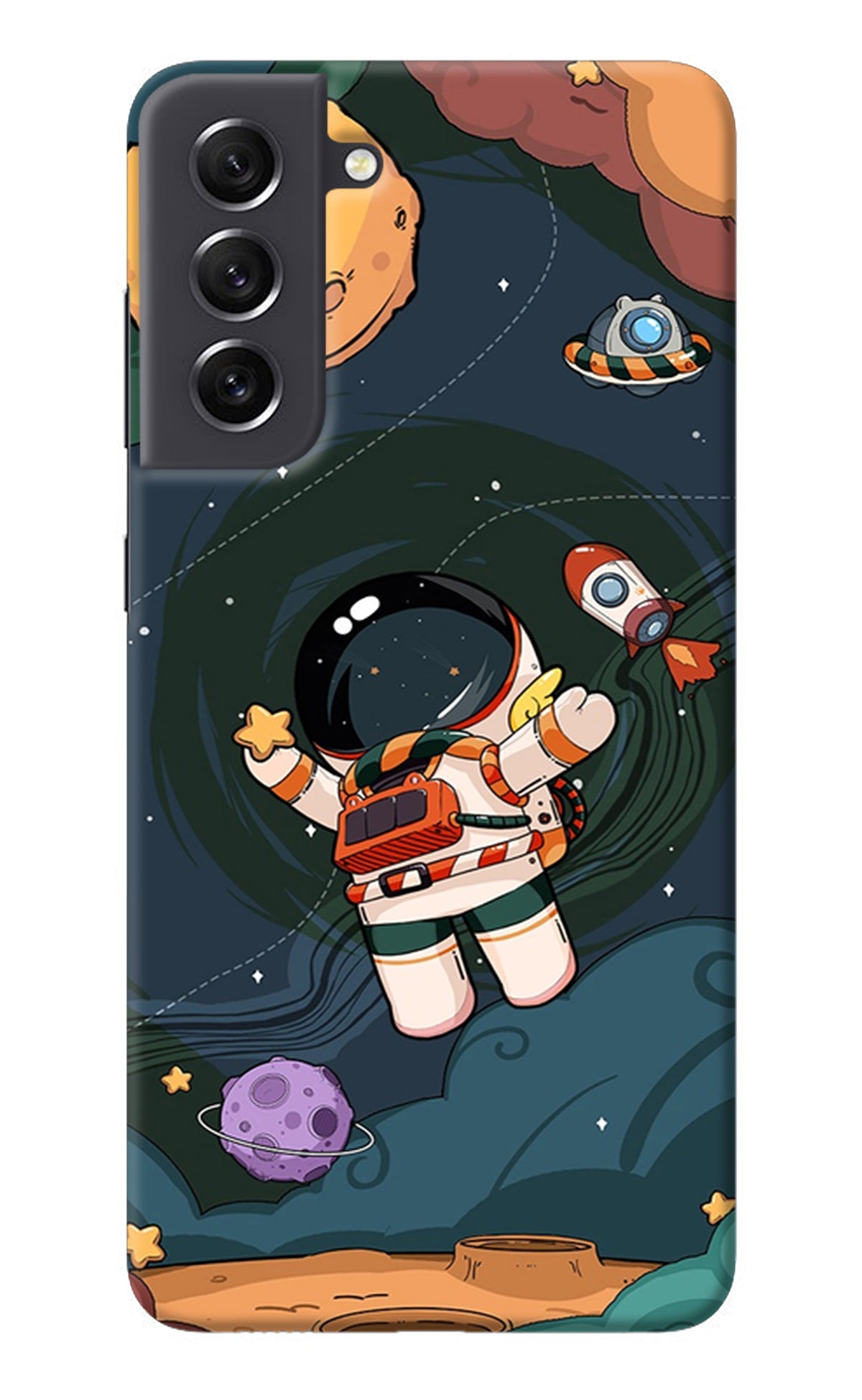 Cartoon Astronaut Samsung S21 FE 5G Back Cover