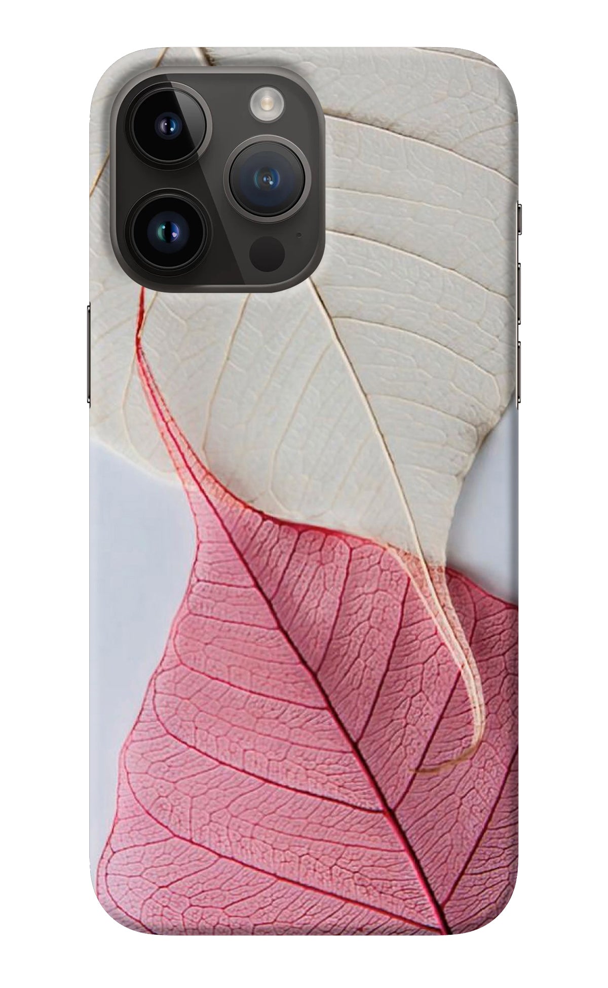 White Pink Leaf iPhone 14 Pro Max Back Cover