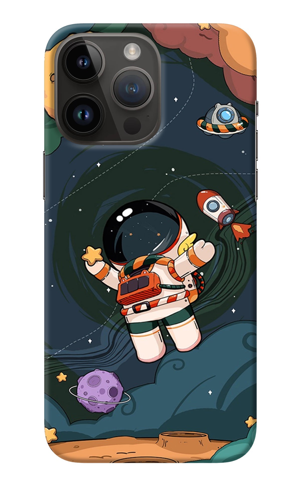 Cartoon Astronaut iPhone 14 Pro Max Back Cover