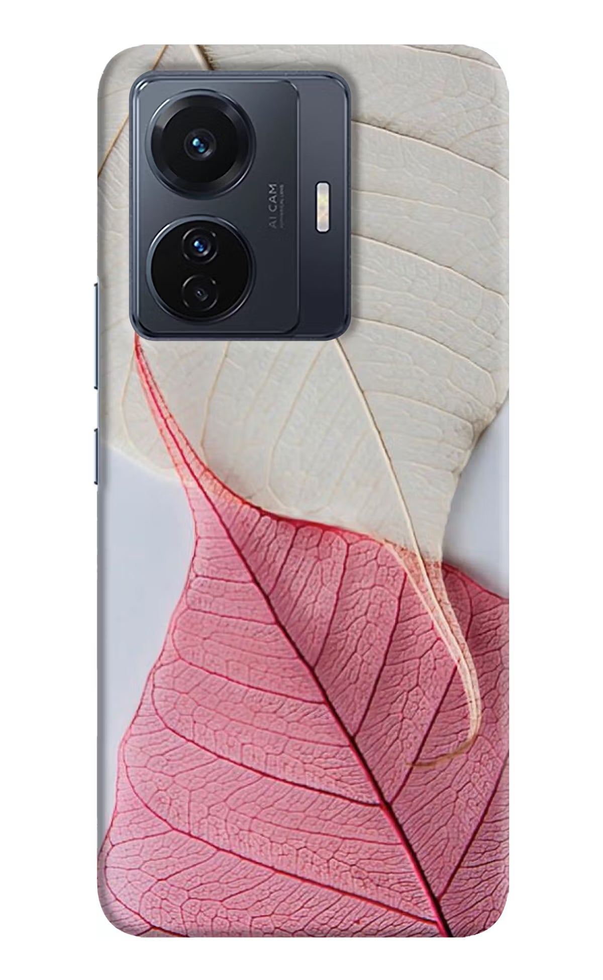 White Pink Leaf Case for Vivo T1 Pro 5G by Casekaro
