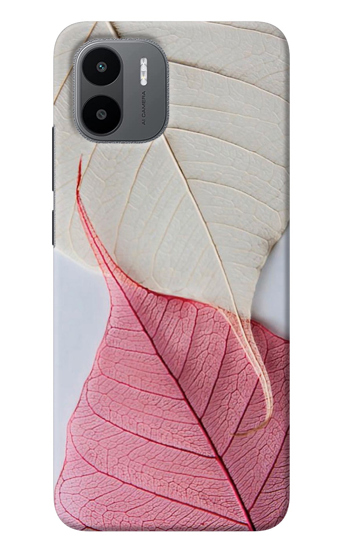 White Pink Leaf Redmi A1 Back Cover