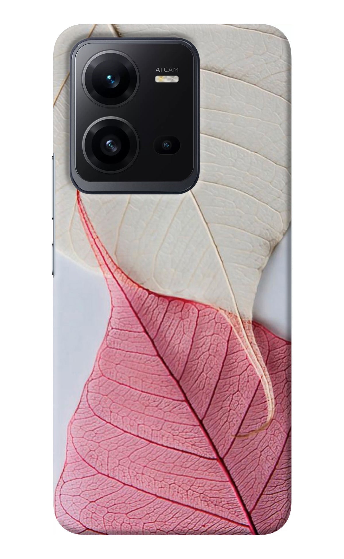 White Pink Leaf Vivo V25 5G Back Cover