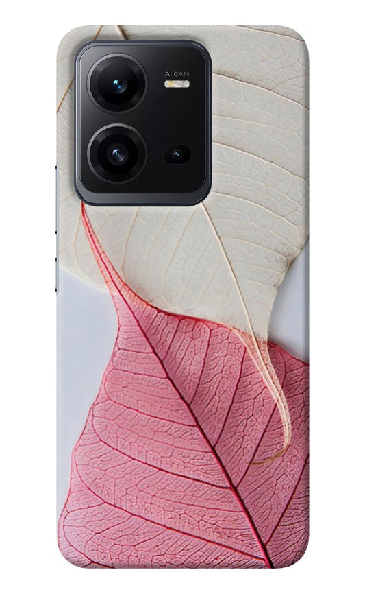 White Pink Leaf Vivo V25 5G Back Cover
