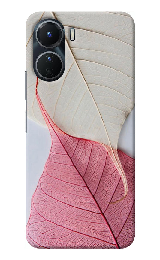 White Pink Leaf Vivo Y16 Back Cover