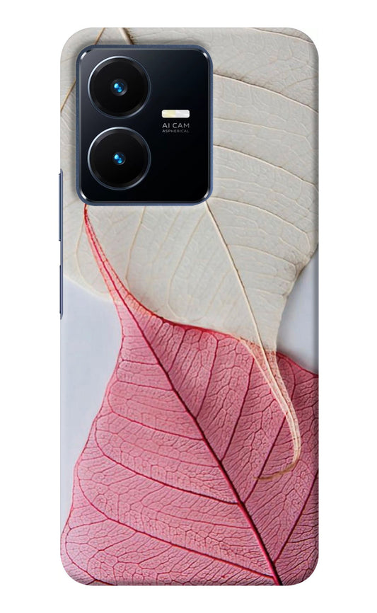 White Pink Leaf Vivo Y22 Back Cover