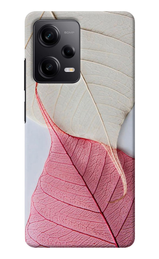 White Pink Leaf Redmi Note 12 Pro 5G Back Cover