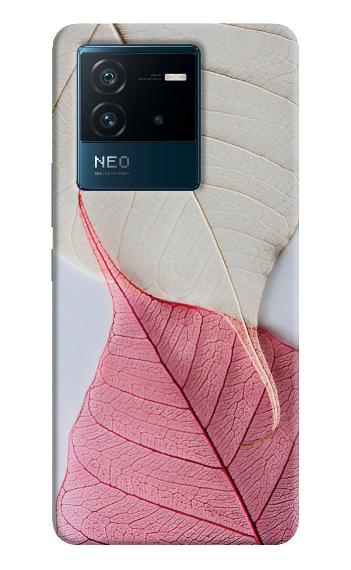 White Pink Leaf Case for IQOO Neo 6 5G