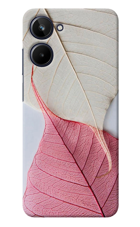 White Pink Leaf Realme 10 Back Cover