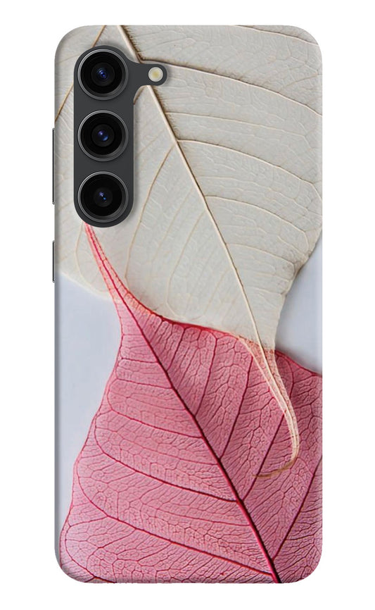 White Pink Leaf Samsung S23 Plus Back Cover