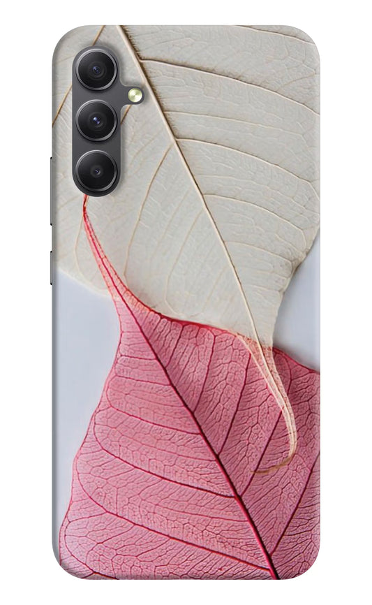 White Pink Leaf Case for Samsung A34 5G by Casekaro