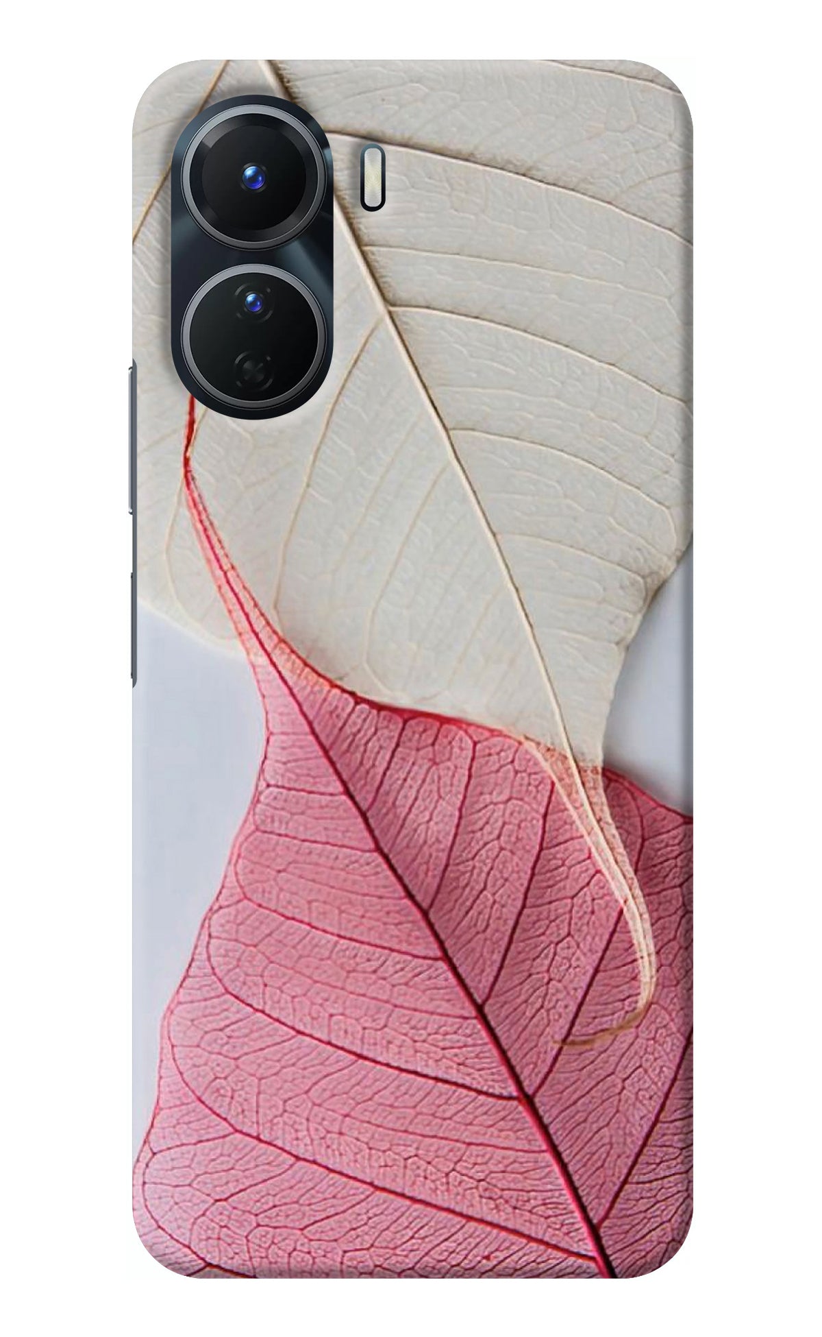 White Pink Leaf Vivo T2x 5G Back Cover