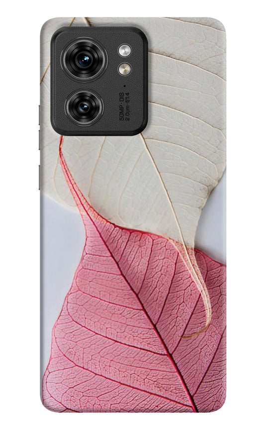 White Pink Leaf Case for Moto Edge 40