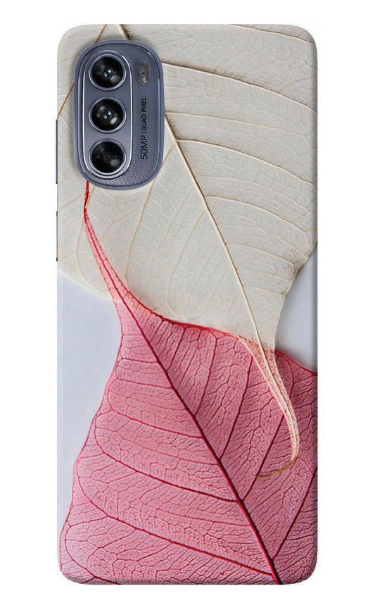 White Pink Leaf Moto G62 5G Back Cover