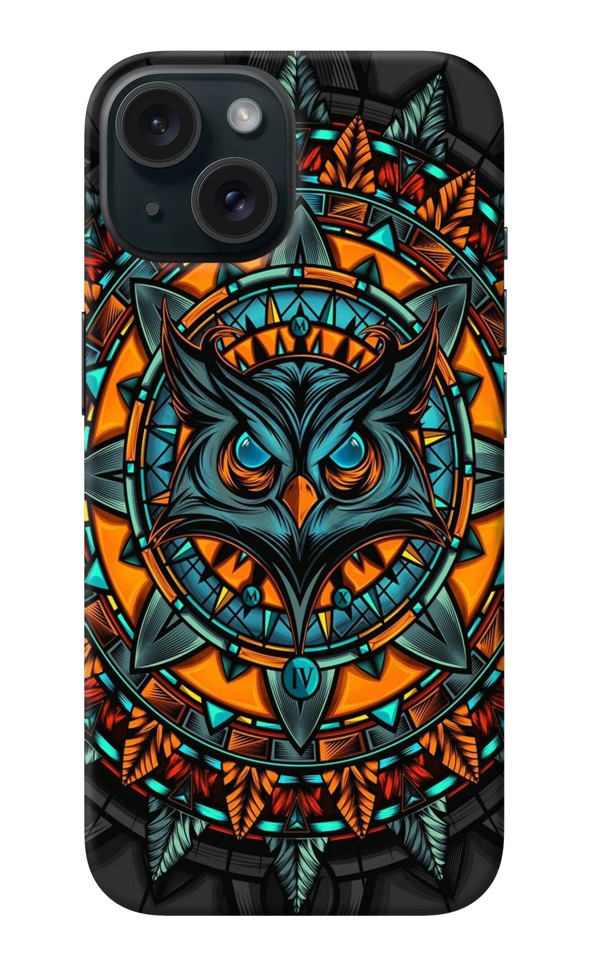 Angry Owl Art iPhone 15 Back Cover