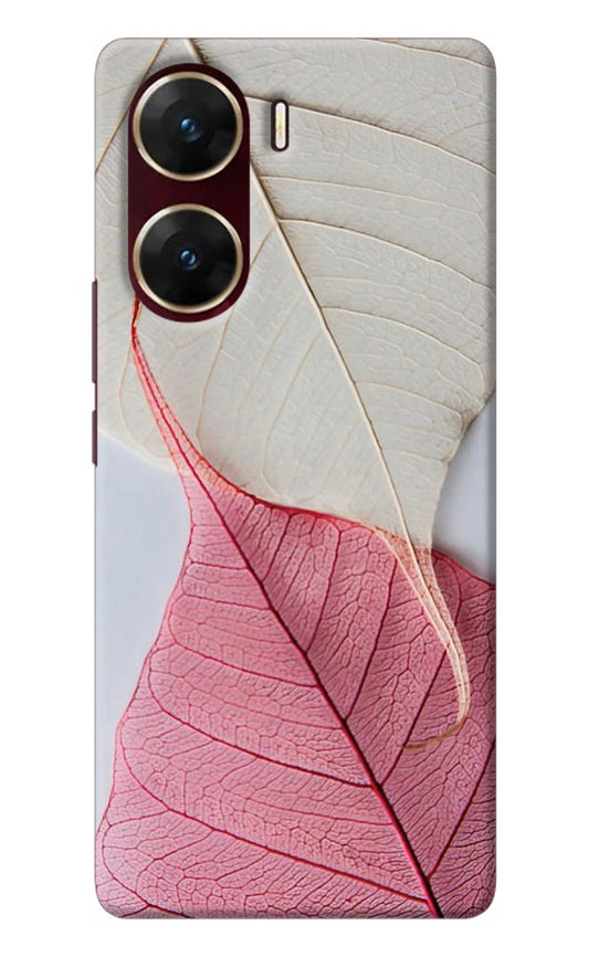 White Pink Leaf Vivo V29E Back Cover