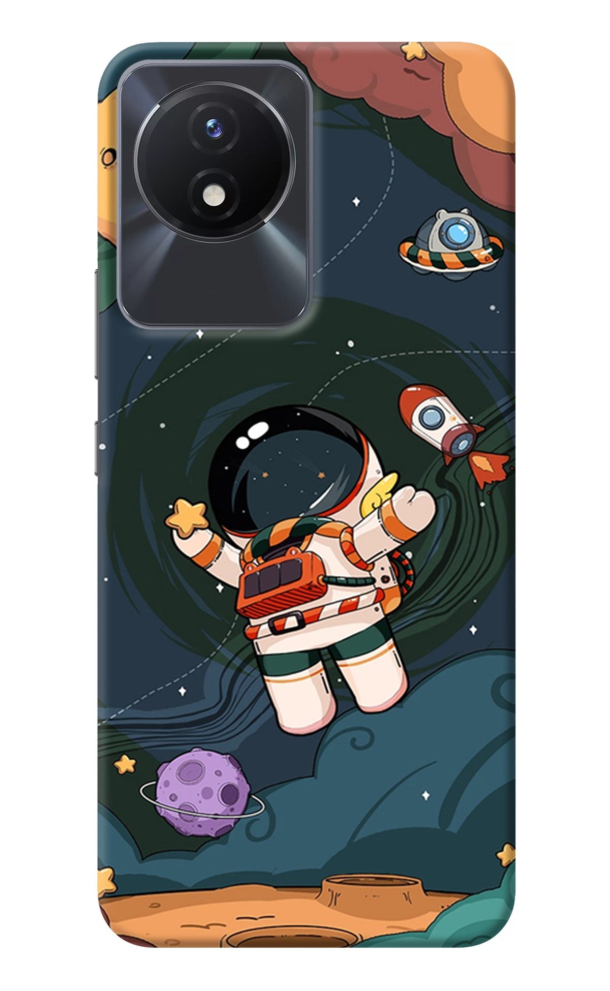 Cartoon Astronaut Vivo Y02/Y02T Back Cover