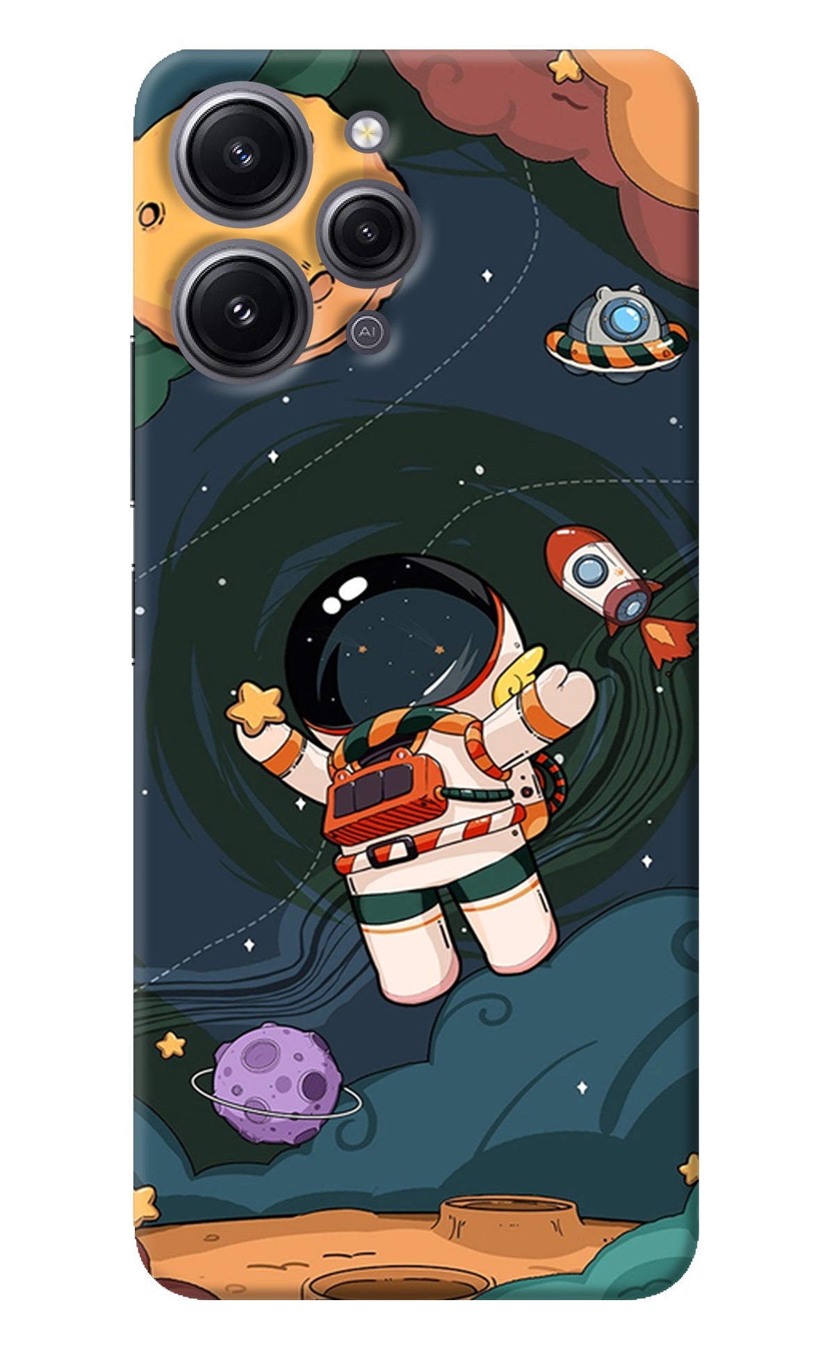 Cartoon Astronaut Redmi 12 4G Back Cover