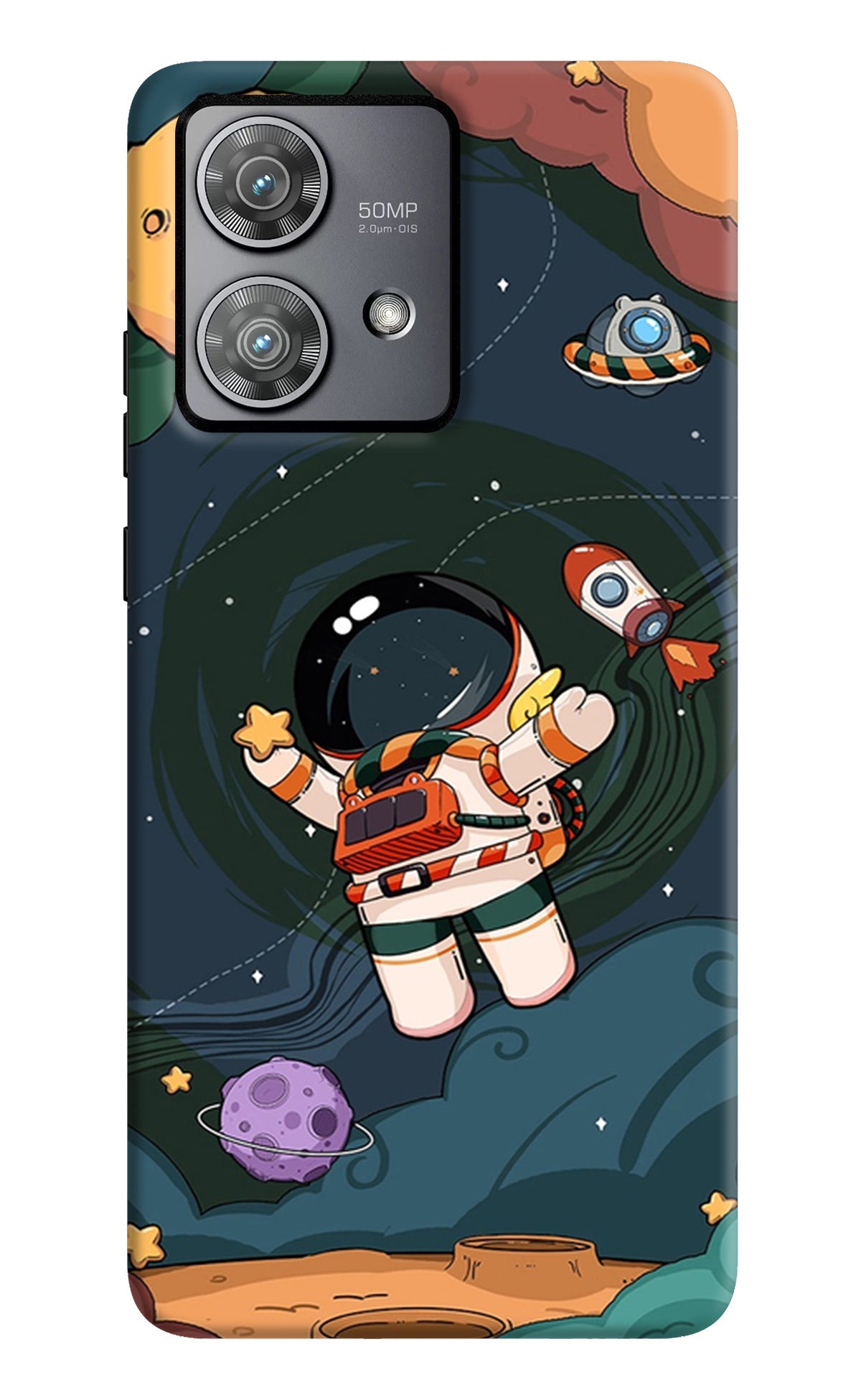 Cartoon Astronaut Moto Edge 40 Neo Back Cover