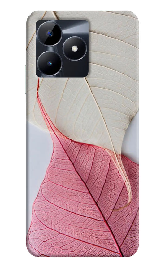 White Pink Leaf Case for Realme C53 by Casekaro