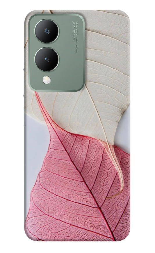 White Pink Leaf Case for Vivo Y17s by Casekaro