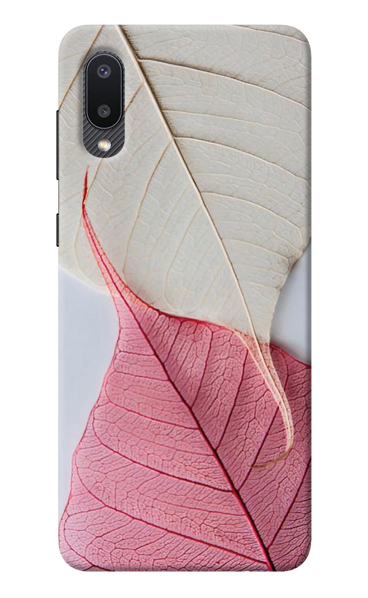 White Pink Leaf Samsung M02 Back Cover