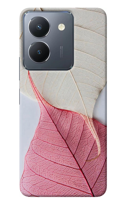 White Pink Leaf Vivo Y36 Back Cover