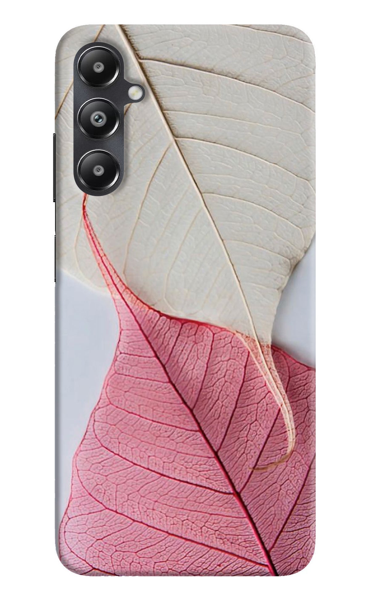 White Pink Leaf Samsung A05s Back Cover