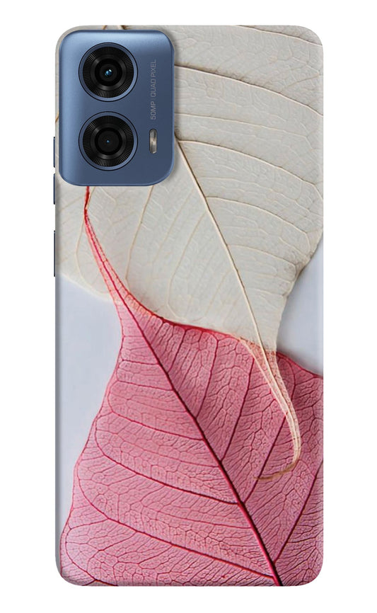 White Pink Leaf Moto G24 Power Back Cover
