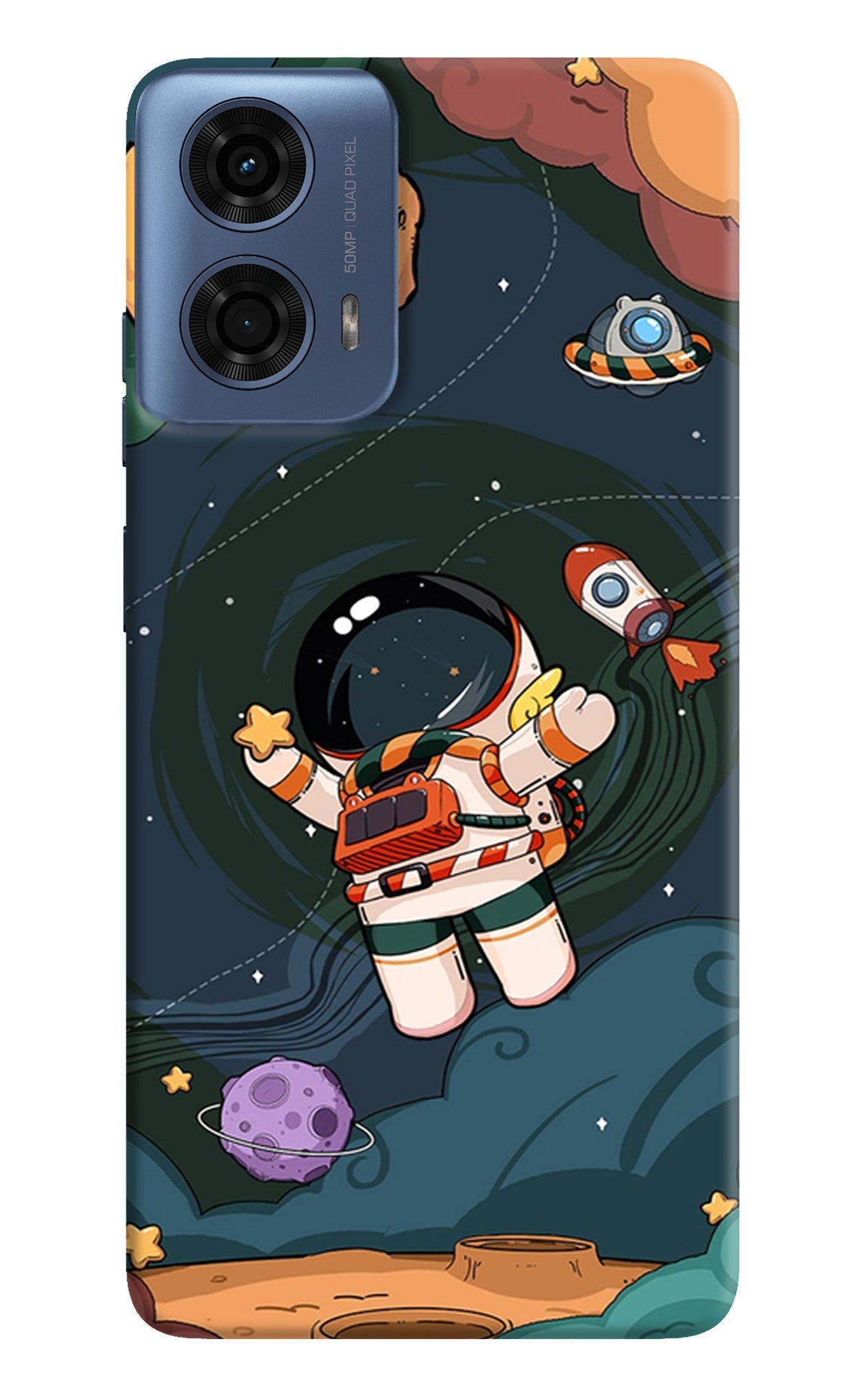 Cartoon Astronaut Moto G24 Power Back Cover