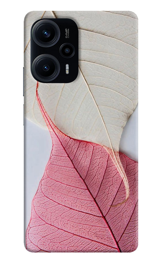 White Pink Leaf Poco F5 5G Back Cover