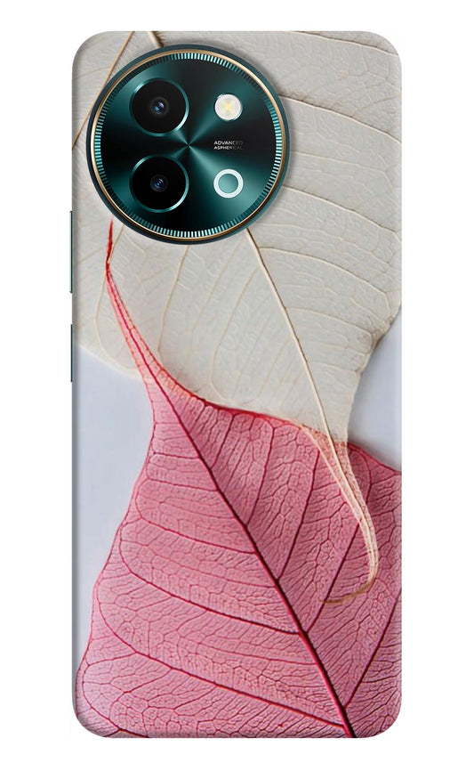 White Pink Leaf Vivo Y58 5G Back Cover