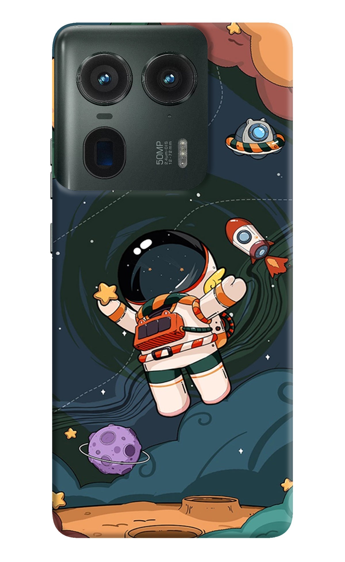 Cartoon Astronaut Moto Edge 50 Ultra 5G Back Cover