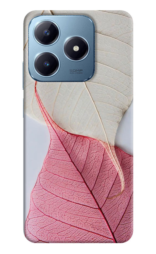 White Pink Leaf Case for Realme Narzo N63 by Casekaro