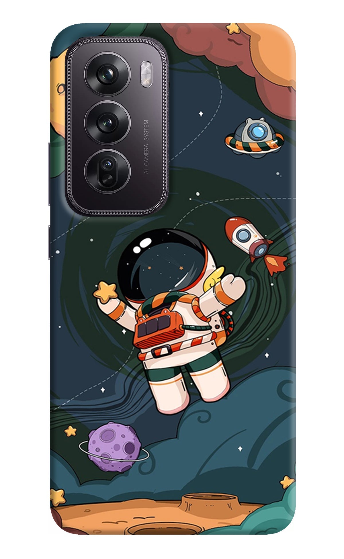 Cartoon Astronaut Oppo Reno12 Pro 5G Back Cover