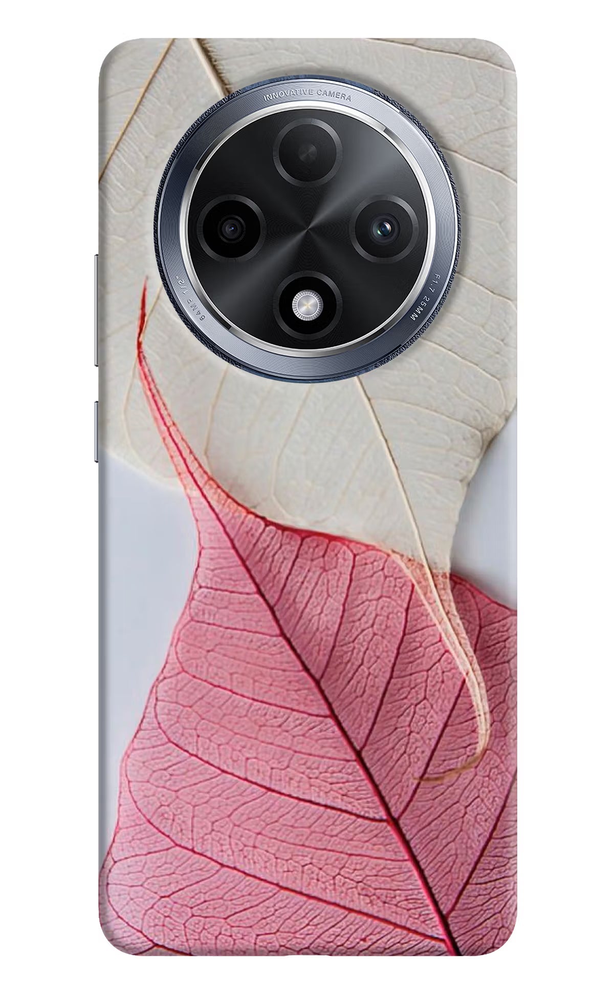 White Pink Leaf Case for Oppo F27 Pro