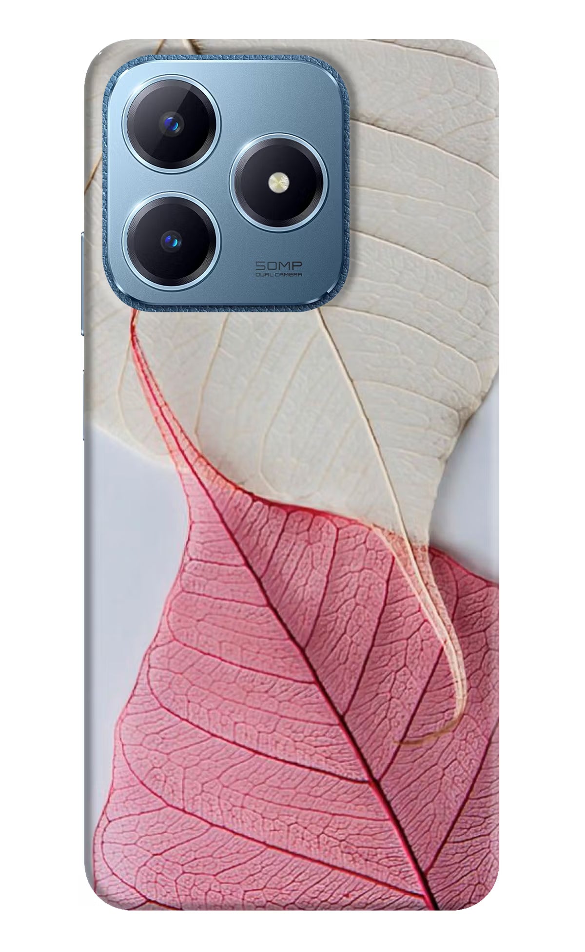White Pink Leaf Case for Realme C63 by Casekaro