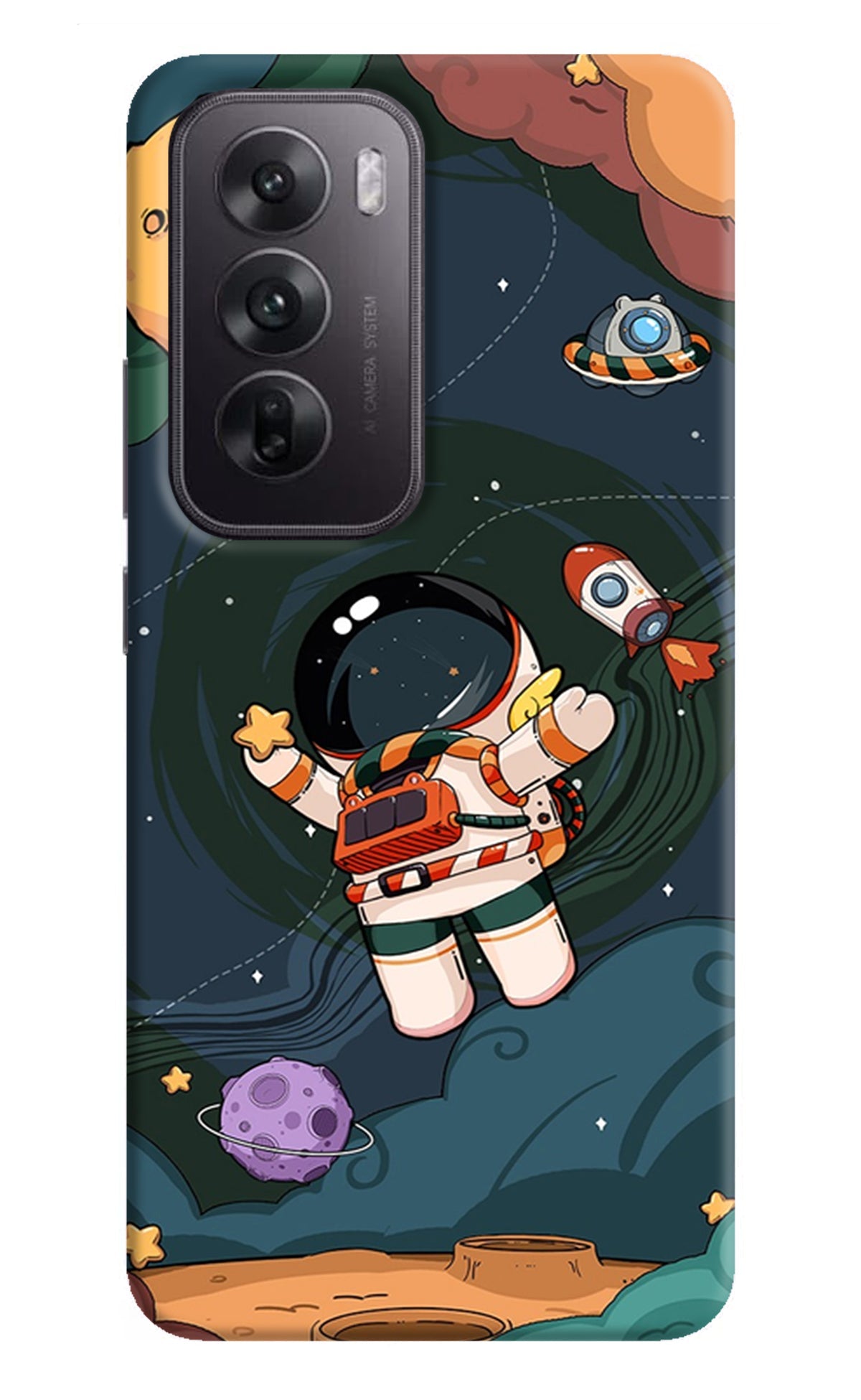 Cartoon Astronaut Oppo Reno12 5G Back Cover