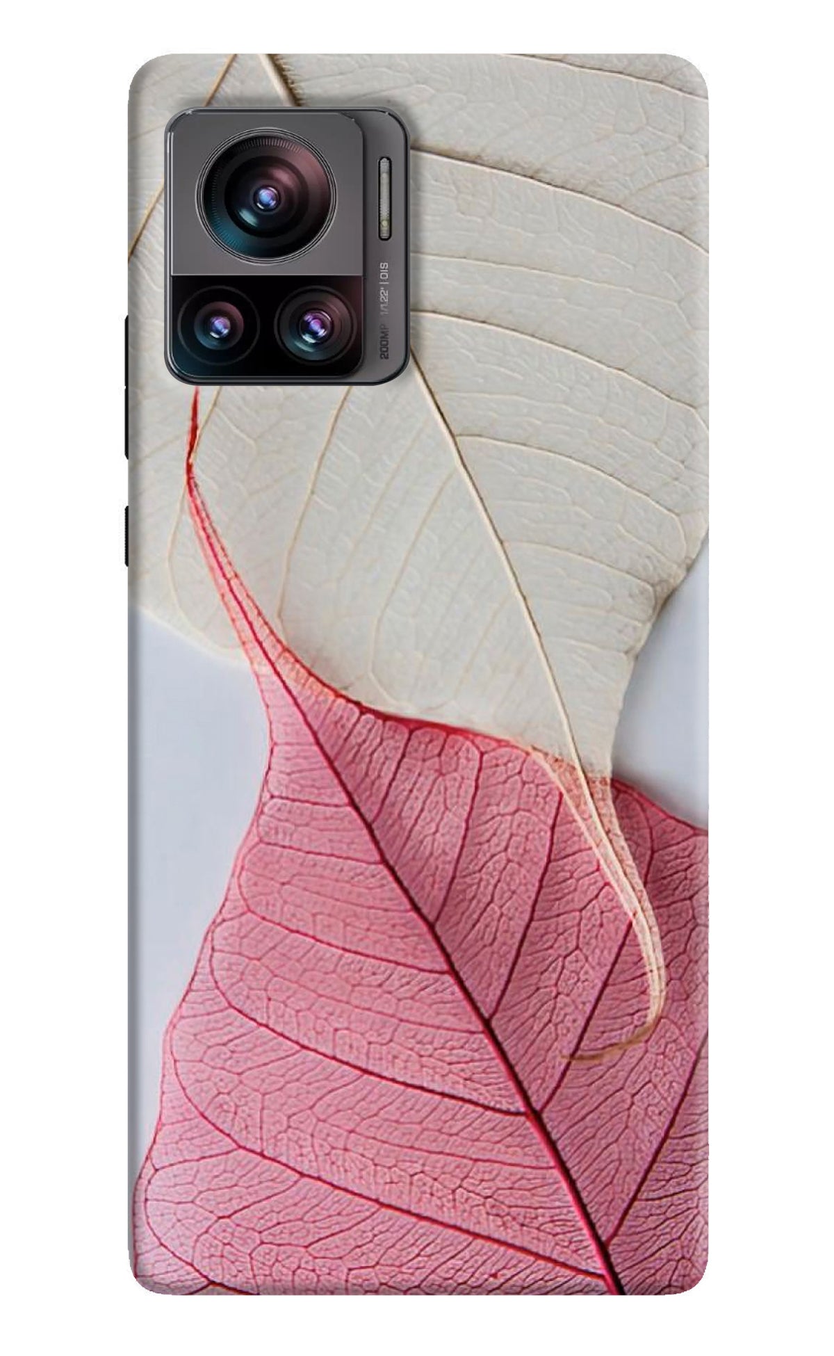 White Pink Leaf Case for Moto Edge 30 Ultra