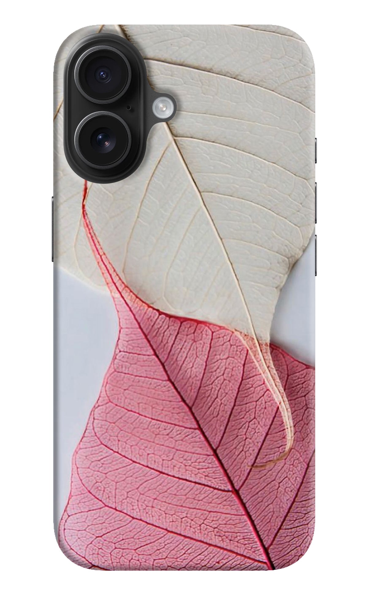 White Pink Leaf Case for iPhone 16