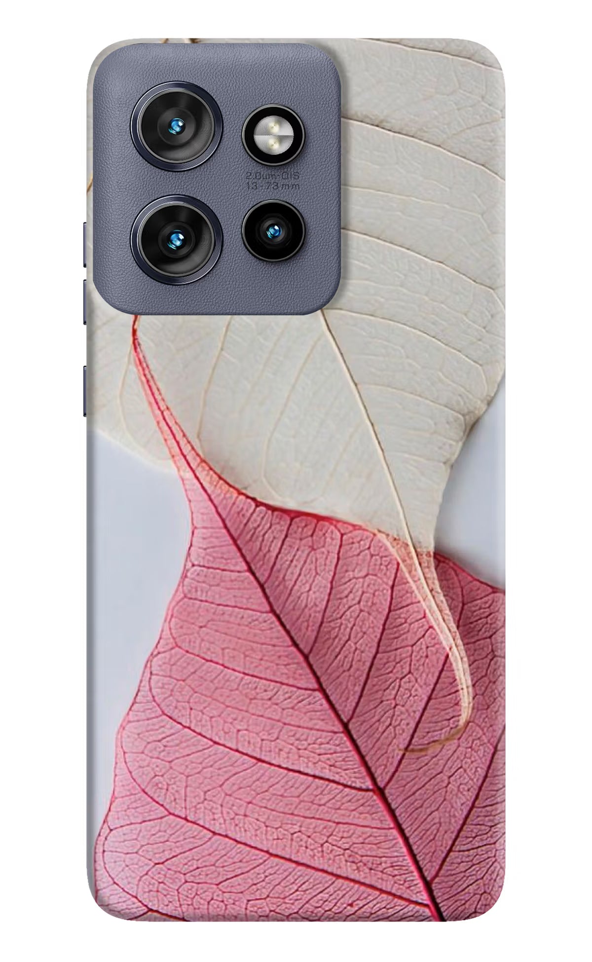 White Pink Leaf Case for Moto Edge 50 Neo by Casekaro