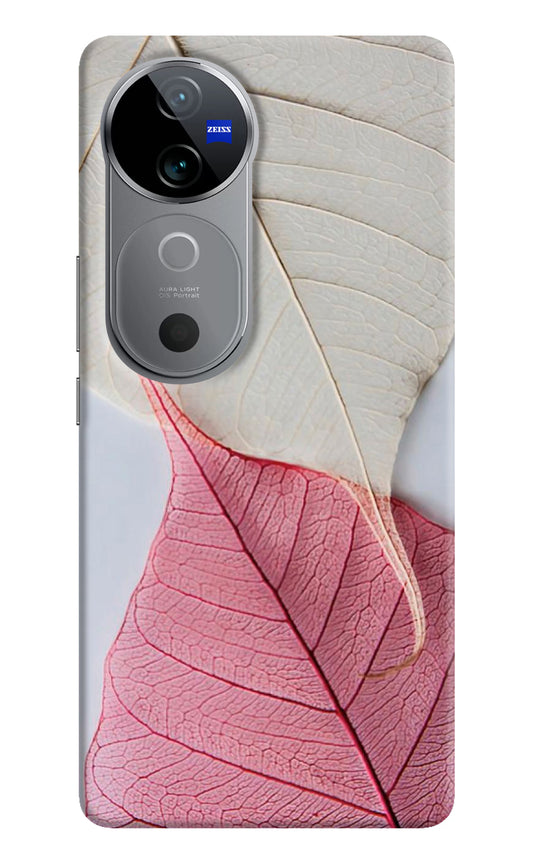 White Pink Leaf Case for Vivo V40 5G